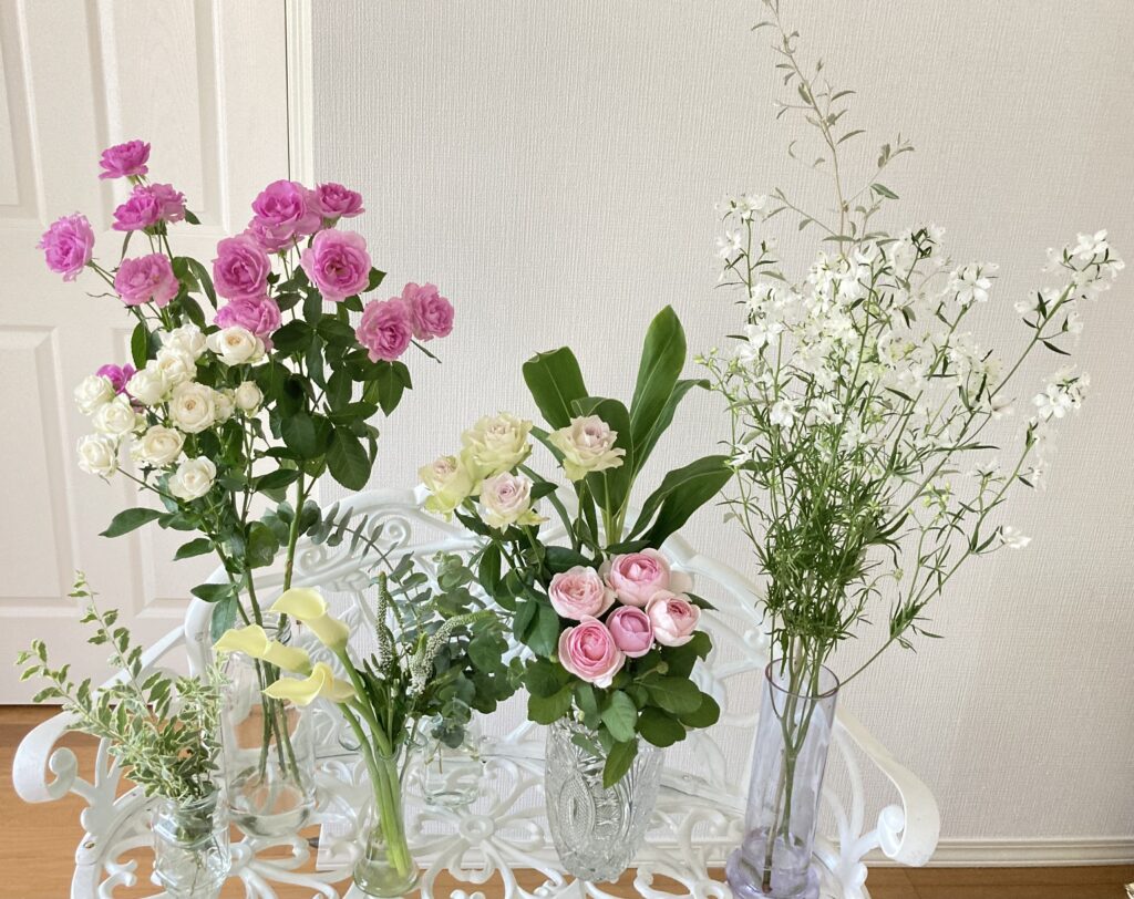 フラワーアレンジメントに使用した花材